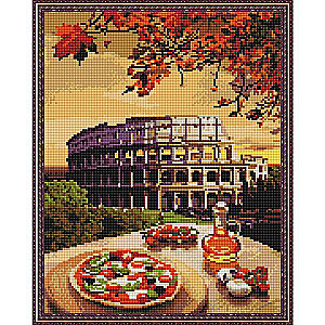 Diamentowa mozaika z naniesioną ramką - Rzym. Koloseum, 50x40cm