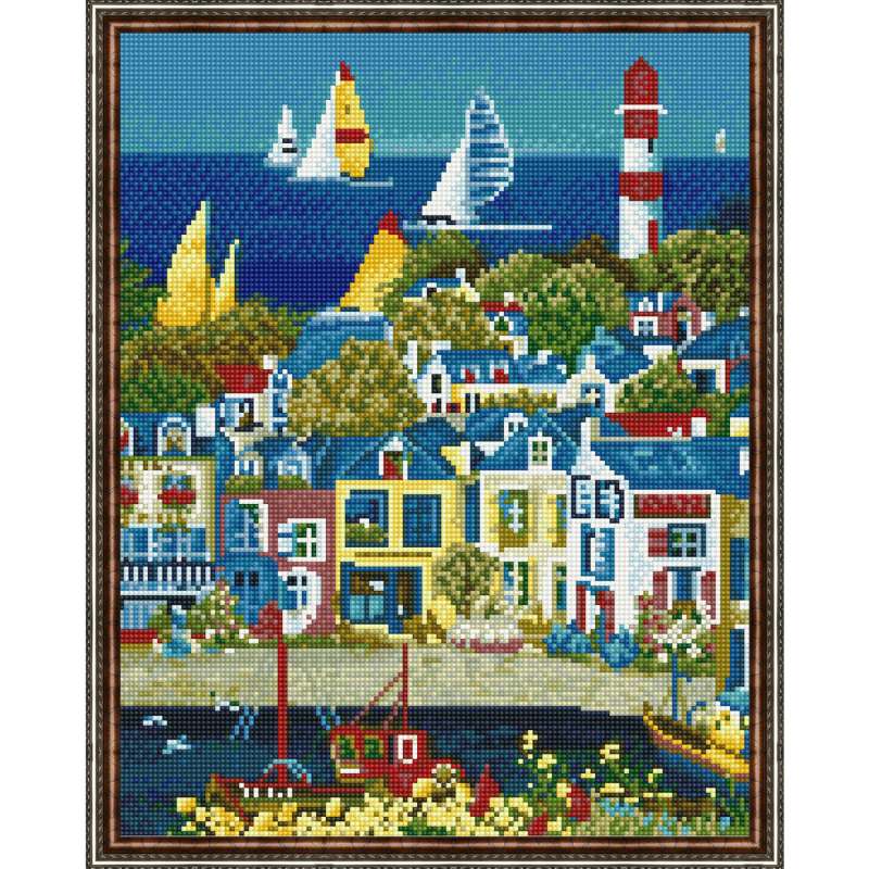Diamond mosaic with a printed frame - Life by the Sea, 40x50cm