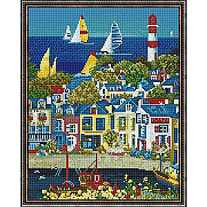 Diamantmosaik koos raami - Elu merel, 40x50cm