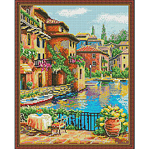 Mosaika diamentowa z nałożoną ramką 40x50 cm - Śniadanie nad brzegiem