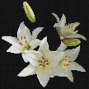 Diamond Mosaic - White Lilies, 30x30cm
