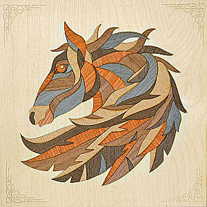 Painting on Wood - Proud Pegasus, 25x25cm