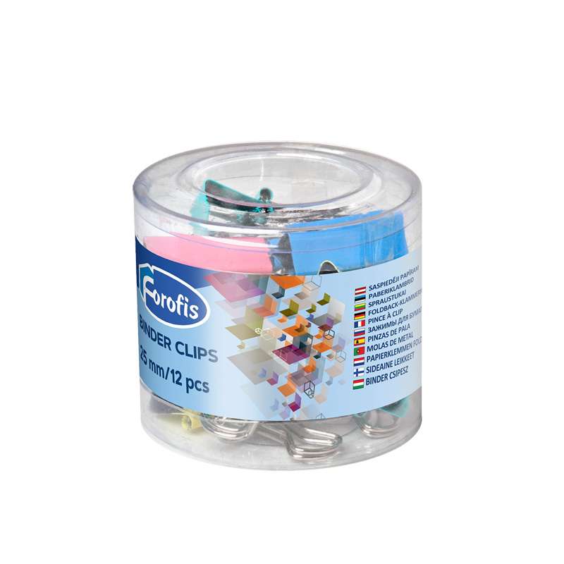 Biuro segtukai FOROFIS 25mm 12vnt. spalvoti