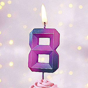 Tortenkerze auf Spieß 8 Purpurne Kanten