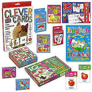 Paket. Großes Set von IQ-Spielen zum Englisch lernen. Level 1