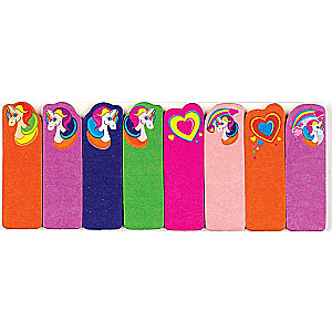 Lipnios indeksų lapeliai UNICORNS, popieriniai, 8 spalvų, 50x15mm, 15 lapų