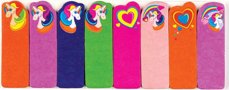 Lipnios indeksų lapeliai UNICORNS, popieriniai, 8 spalvų, 50x15mm, 15 lapų