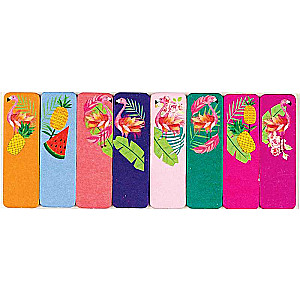Klijuojami lapeliai- indeksai FLAMINGO, popieriniai, 8 spalvų, 50x15mm, 15 lapų