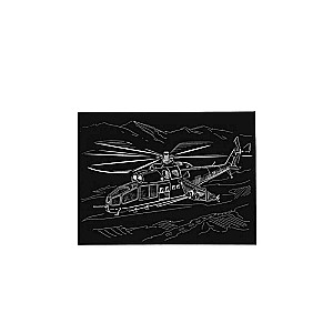 Krāsainā gravīra Helikopters (18x24 cm), sudraba