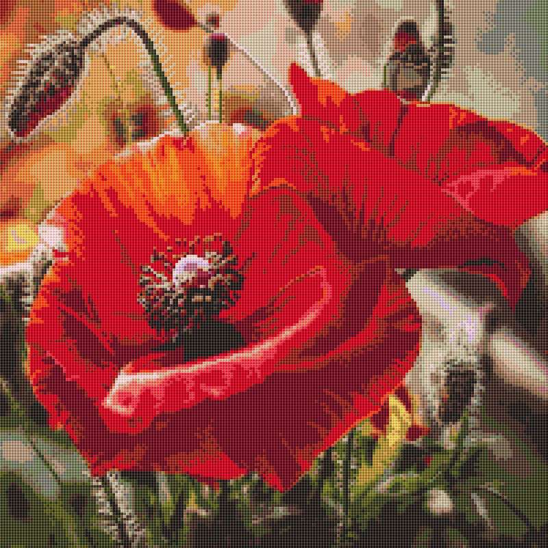Mosaic Picture - Poppies, 30x30cm
