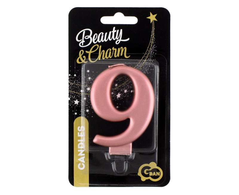 Svece tortam 9 Rozā metāls 8,0cm