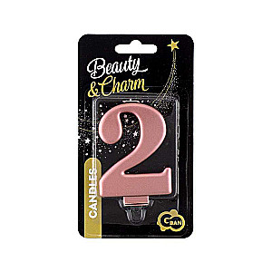 Svece tortam 2 Rozā metāls 8,0cm
