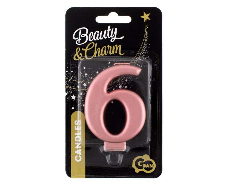 Svečs tortam 6 Rozā metāls 8,0cm