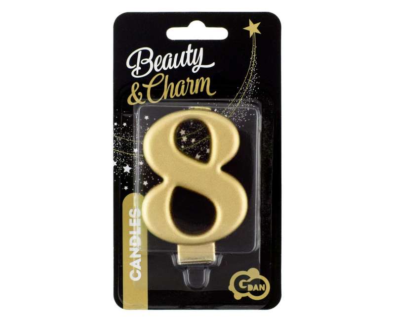 Svečs tortam 8 Zelta metāls 8,0 cm