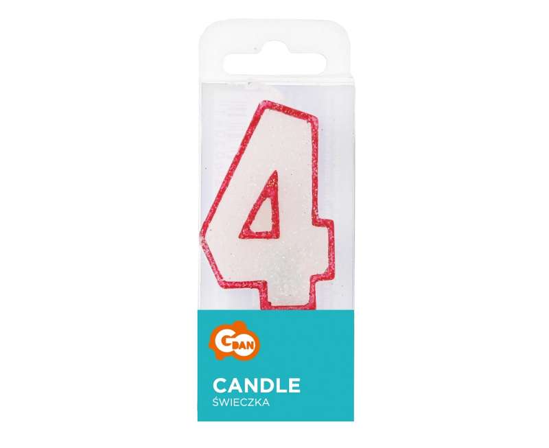 Svečs tortam "4", ar spīdumiem
