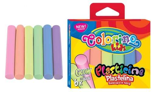 Świecący w ciemności plastelina, 6 kolorów Colorino