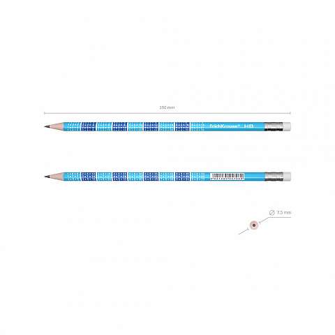 Schwarzgraphit Bleistift mit Radierer ErichKrause 2x2 HB