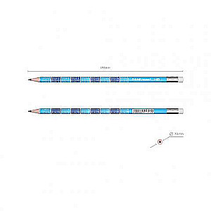 Schwarzgraphit Bleistift mit Radierer ErichKrause 2x2 HB