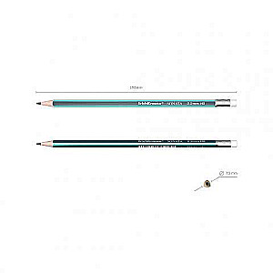 Schwarzer Graphit-Dreikant-Bleistift mit Radiergummi - Sonata HB
