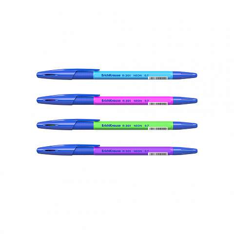 Długopis kulkowy ErichKrause R-301 Neon Stick&Grip 0.7, kolor atramentu niebieski