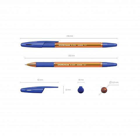 Kugelschreiber ErichKrause R-301 Amber Stick&Grip 0.7, Farbe der Tinte blau