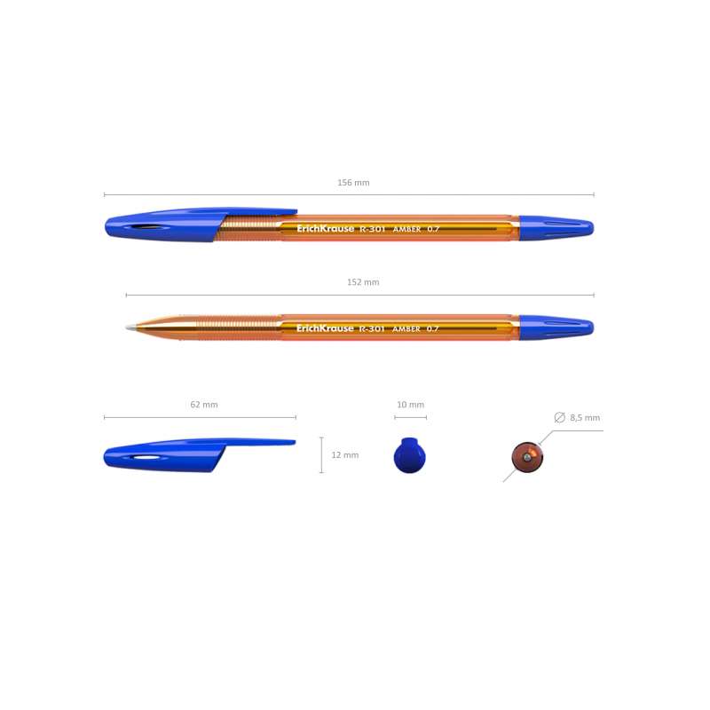 Długopis żelowy ErichKrause R-301 Amber Stick 0.7, kolor atramentu niebieski