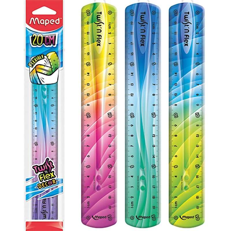 MAPED Twist'n Flex 20cm Dekor liniuotė, asortimente