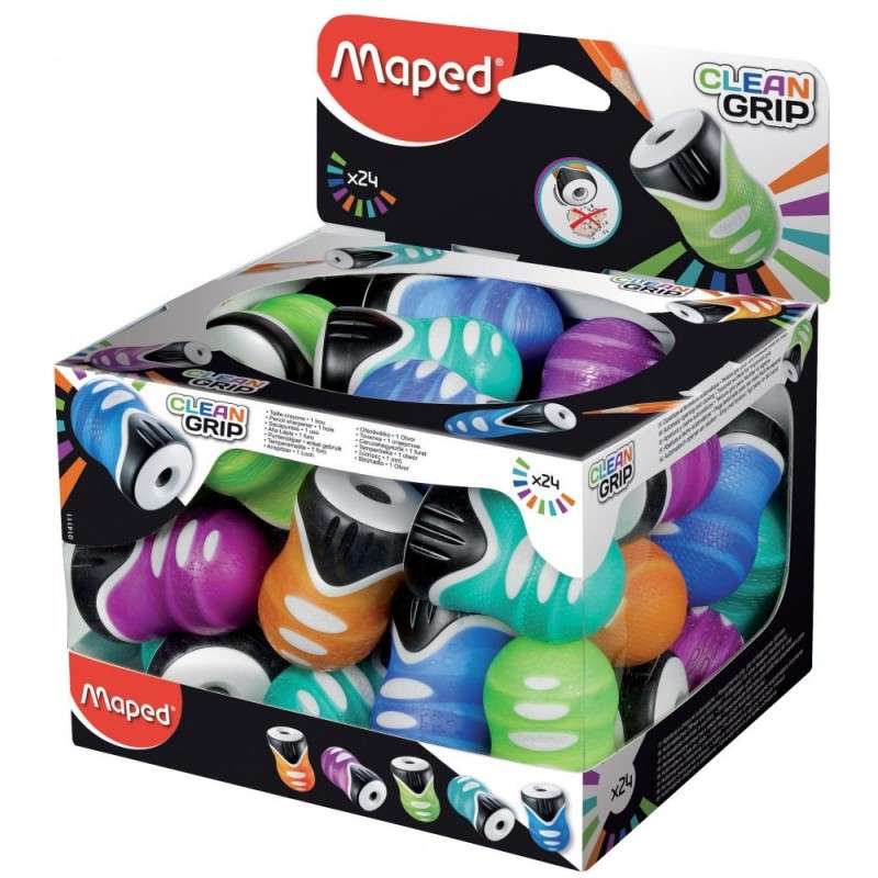 Maped Clean Grip Sharpener, 1 hole with soft zone, assorted