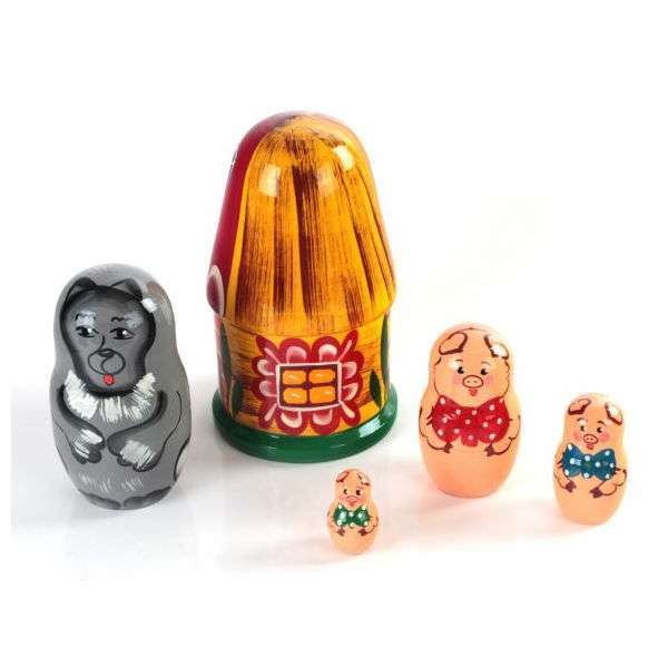 Matroschka Drei Schweinchen, 5 Puppen