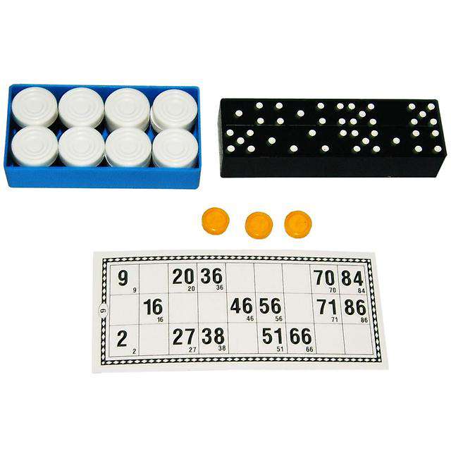Set 3 in 1. Russische Spiele (Lotto, Dame, Dominospiele)