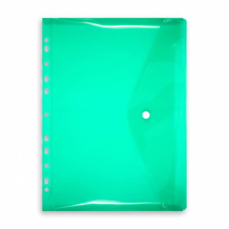 A4 Folder with Button and Perforation, Green