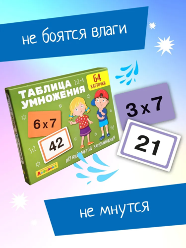 Zestaw kart edukacyjnych dla dzieci Tablica mnożenia