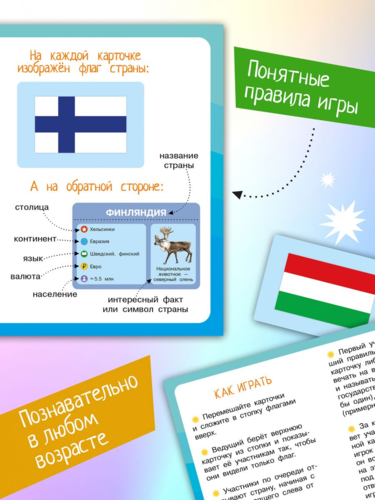Zestaw rozwijających kartek dla dzieci Flagi i kraje 100 krajów