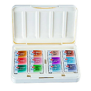 Zestaw farb akwarelowych Białe Noce Granulacja i Naturalne Ziemie, 12 kówet x 2,5 ml. Plastik