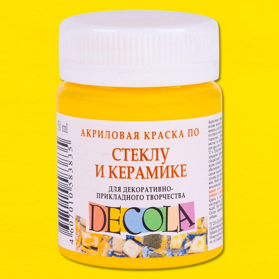 Akryülvärv Decola klaasi ja keraamika jaoks, 50 ml, kollane
