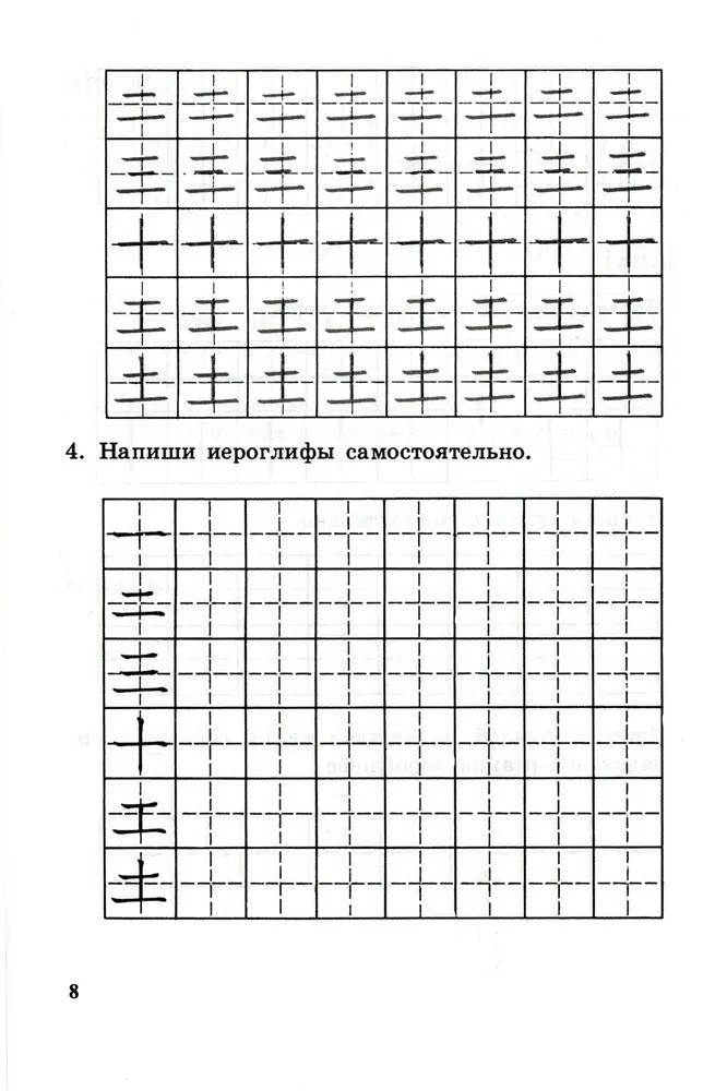 Rakstīšana ķīniešu hieroglifu rakstībā. Pirmais mācību posms