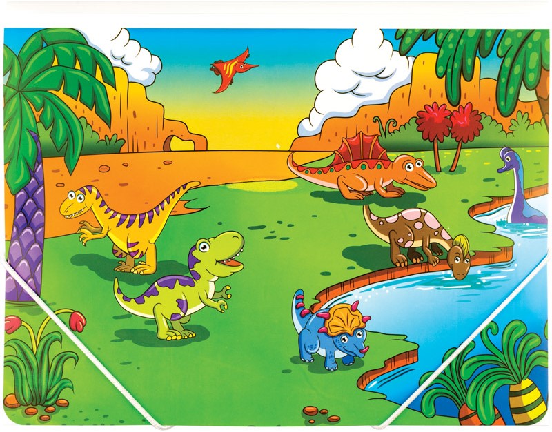 A4-Ordner mit Gummibändern Dinosaurier, 0,45 mm