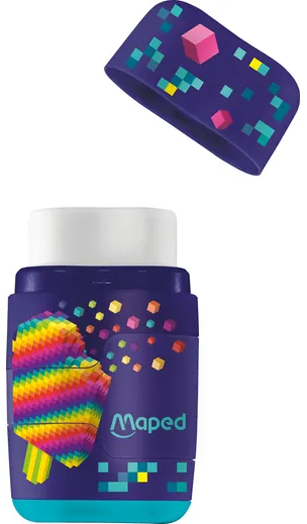 Pencil Sharpener with Container + Eraser - Pixel Party