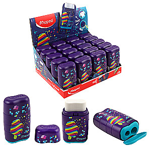 Pencil Sharpener with Container + Eraser - Pixel Party
