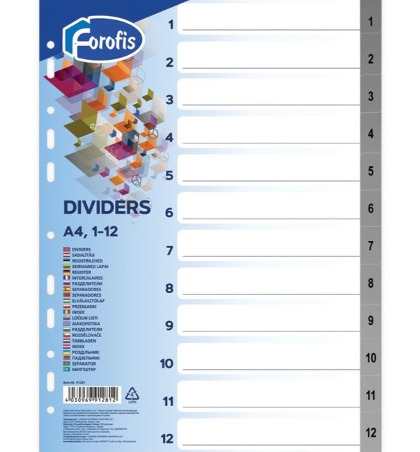 A4 Trennblätter FOROFIS 0,13 mm 1-12