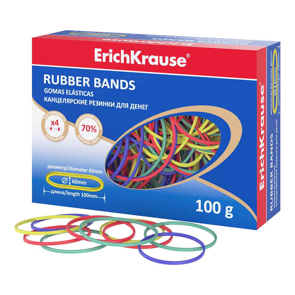 Gumki biurowe ErichKrause do pieniędzy, 100 mm (wielokolorowe)