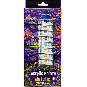 Akriliniai dažai Centrum Metallic - 12 spalvų x 12 ml