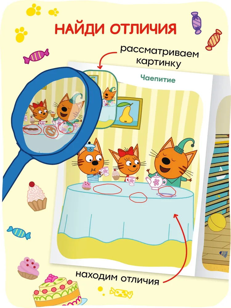 Trzy koty. Znajdź różnice. W domu