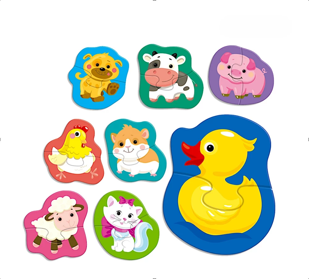 Konturen-Puzzles - Halbe. Haustiere