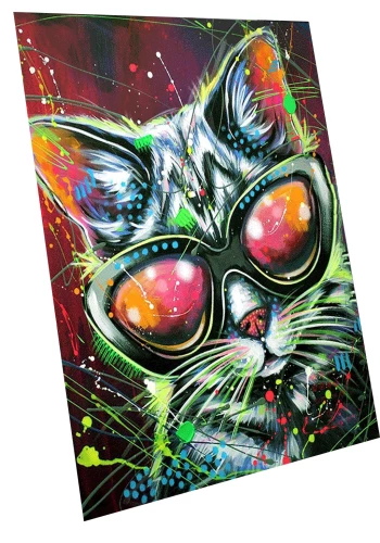Gemälde nach Zahlen mit leuchtender Farbe Stilvolle Katze, 40x50cm