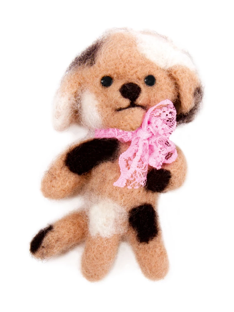 Felting from Wool - Keychain Toy. Dog