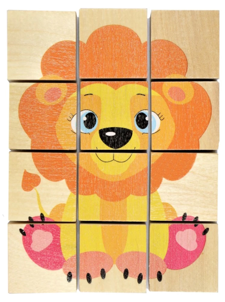 Wooden puzzles for toddlers Lion Cub. 12 pieces