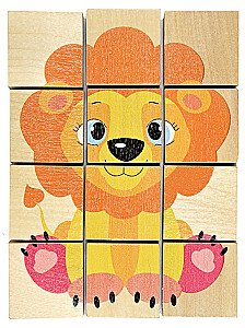 Wooden puzzles for toddlers Lion Cub. 12 pieces