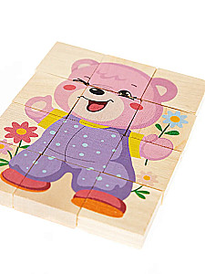 Wooden Puzzle Bear Cub. 12 Elements