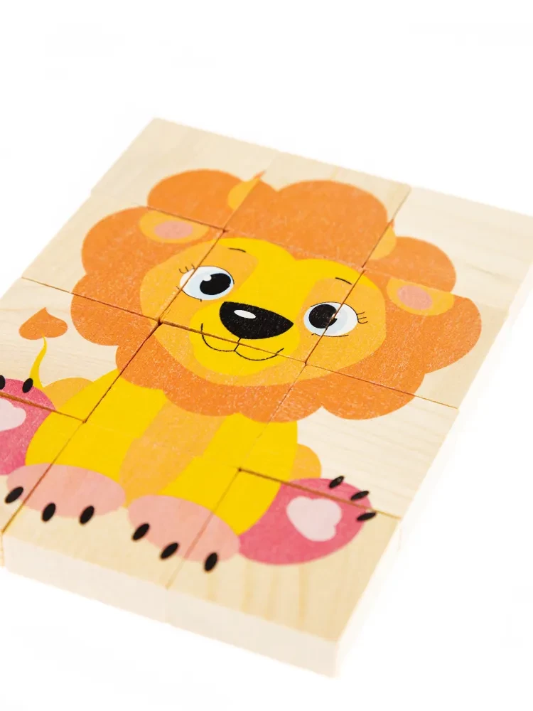 Wooden puzzles for toddlers Lion Cub. 12 pieces